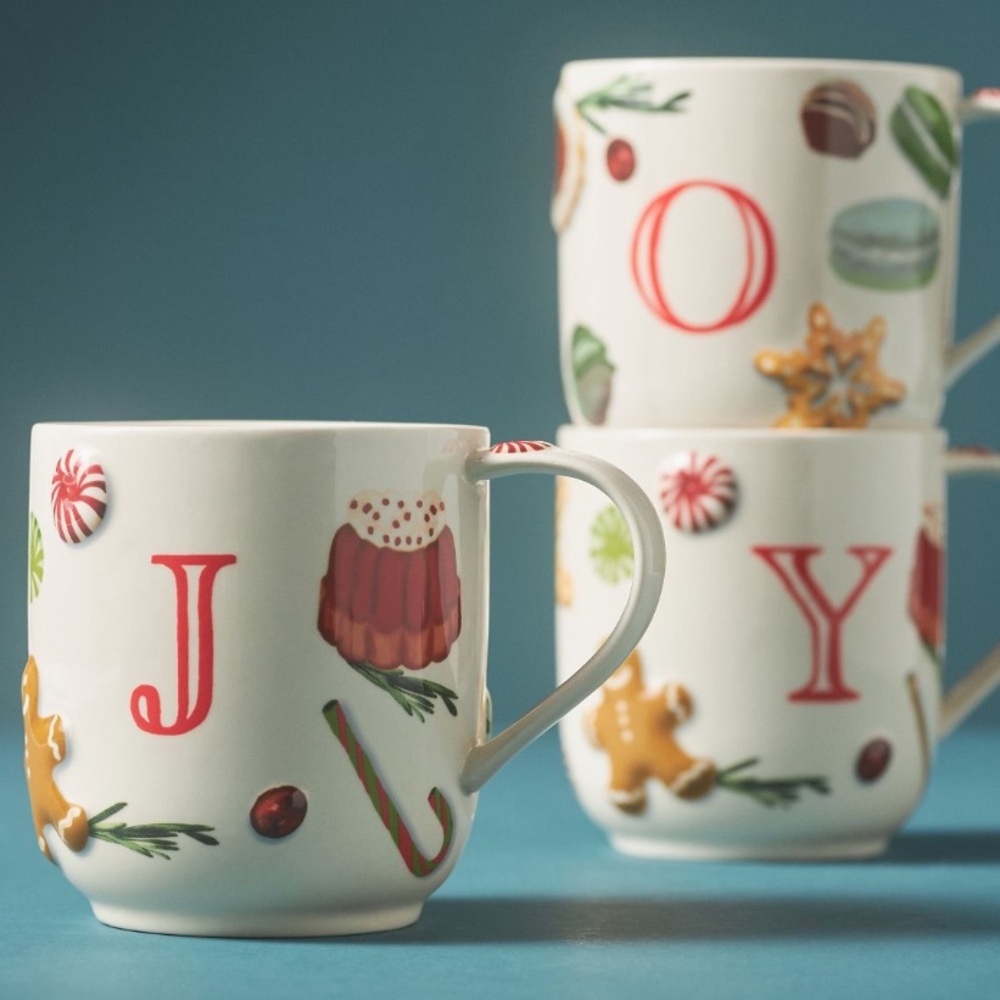SPECIAL PRICING 🔥 A- Z Holifaye x Anthropologie Christmas Letter Mugs
